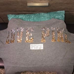 PINK grey sequined sweatshirt